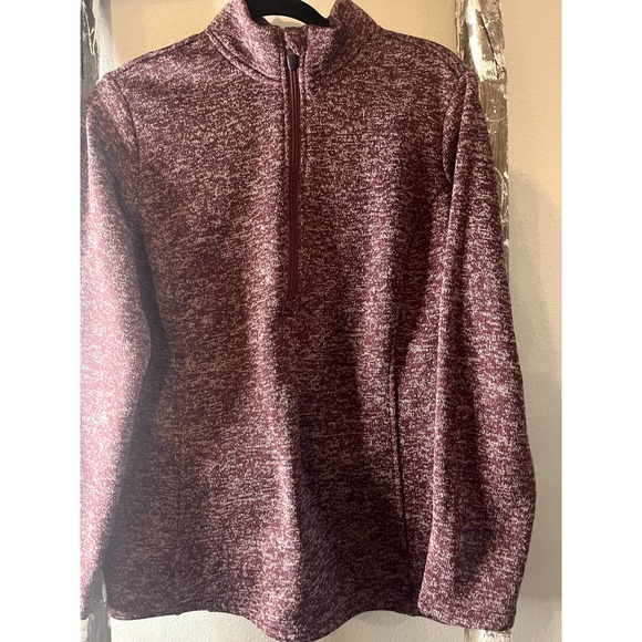 Bit & Bridle Burgund Heather Quarter Zip Pullover Sweater Long Sleeve Casual Top - Picture 1 of 6